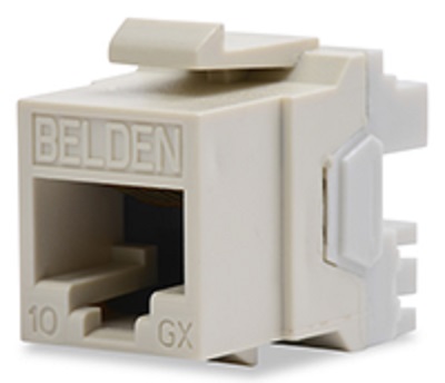 Belden AX102280 Модуль медный неэкранированный, категория 6A (ISO Class EA), RJ45 (IBDN System 10GX, 10GBASE-T), 8-позиционный, 8-проводной (8P8C), T568A/B, тип KeyConnect (Keystone Jack footprint), 22.860 х 17.145 х 29.718 мм (ВхШхГ), цвет серый